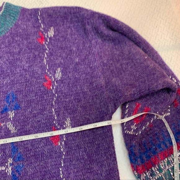 Vintage Y2K Chunky Sweater by Weekend Edition Purple Aztec Inspired Print - Picture 6 of 8